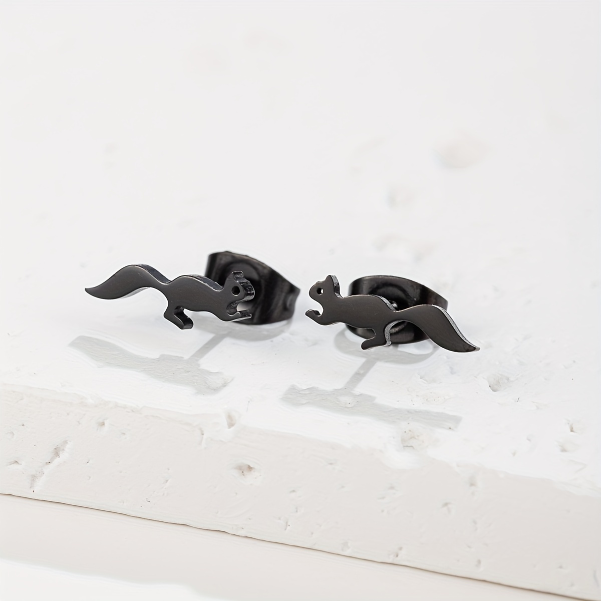 Stainless Steel Squirrel Stud Earrings, Animal Jewellery